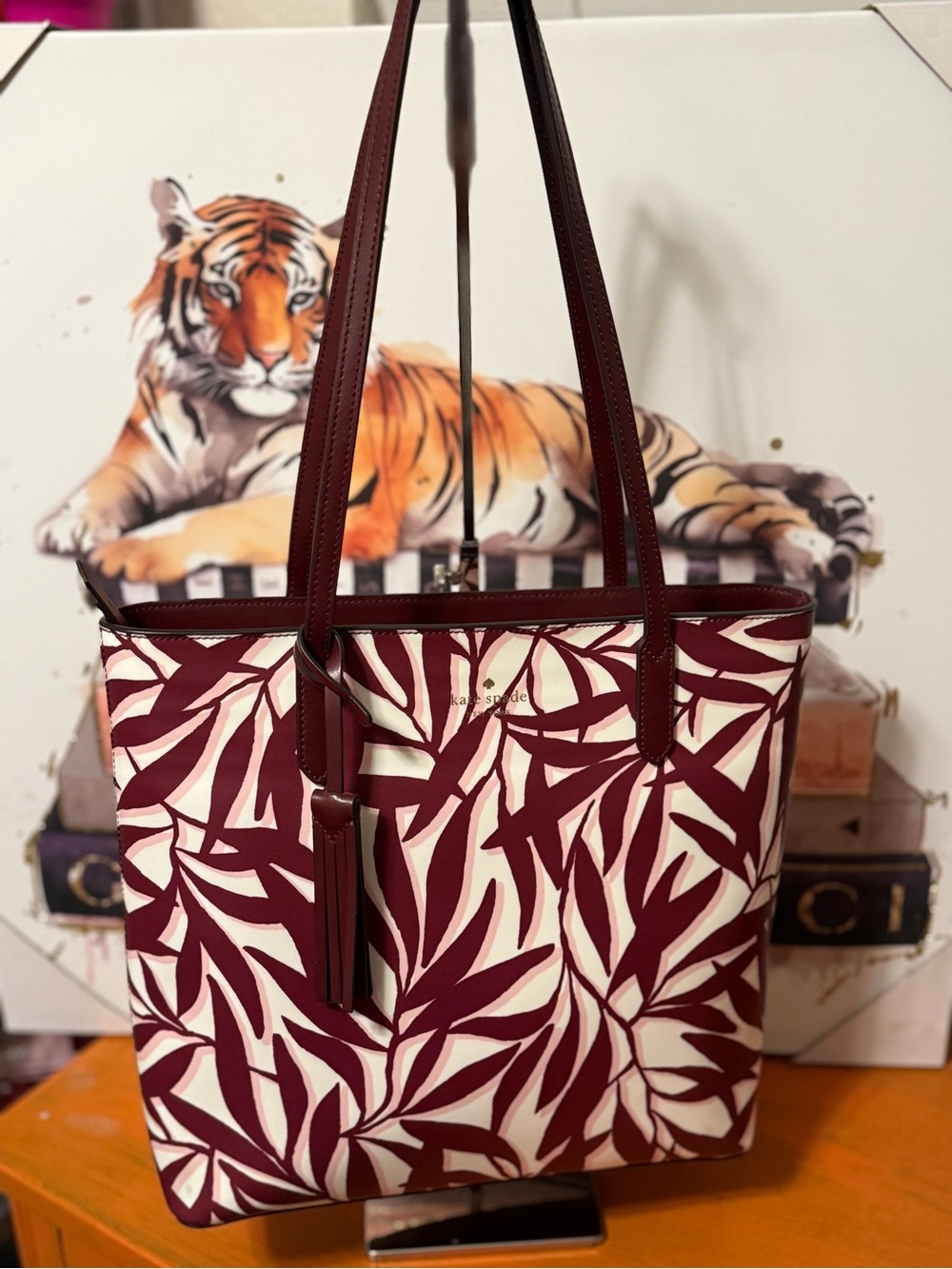 Kate Spade Jana Large Tote Bold Foliage EUC